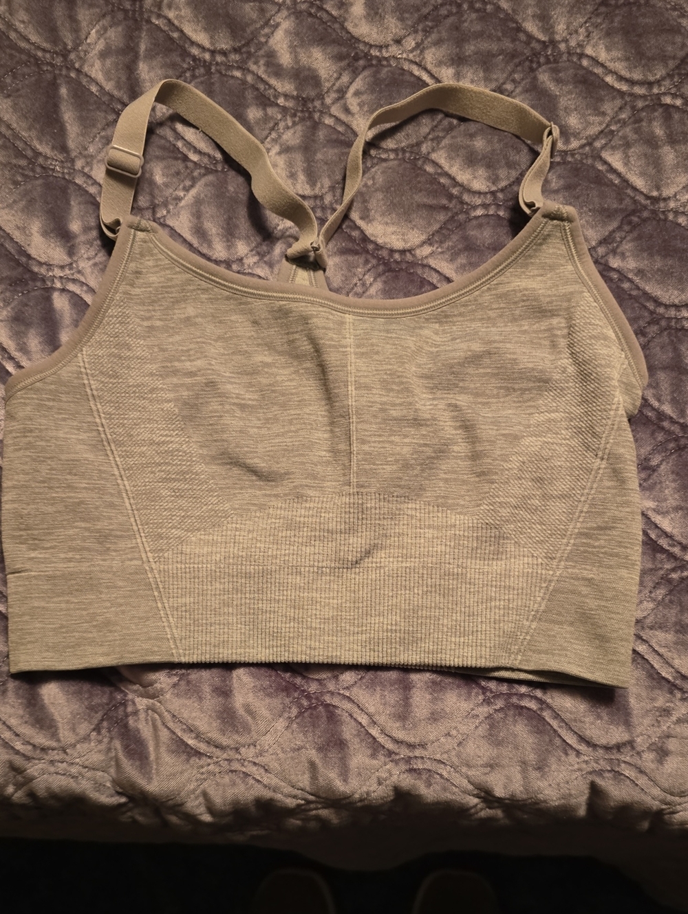 all in motion Light Gray Seamless Support Sports Bra, Size L